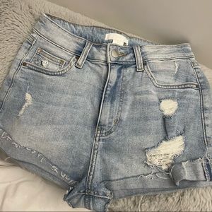 H&M Mid Rise Distressed Denim Shorts
